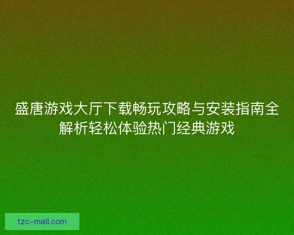 盛唐游戏大厅下载畅玩攻略与安装指南全解析轻松体验热门经典游戏