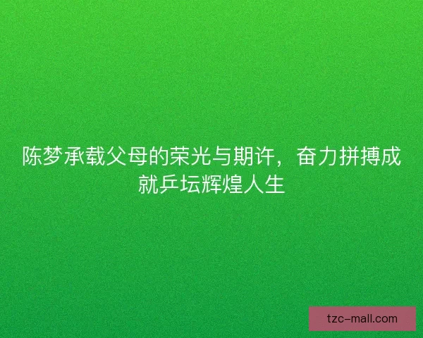 陈梦承载父母的荣光与期许，奋力拼搏成就乒坛辉煌人生