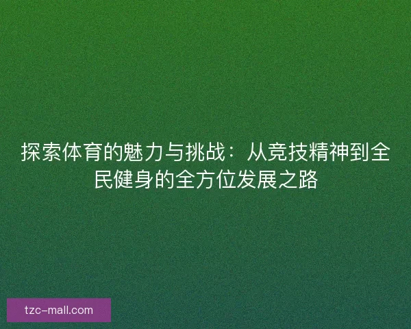 探索体育的魅力与挑战：从竞技精神到全民健身的全方位发展之路