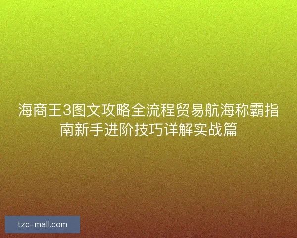 海商王3图文攻略全流程贸易航海称霸指南新手进阶技巧详解实战篇